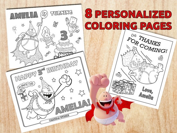 Captain Underpants Birthday Party Coloring pages