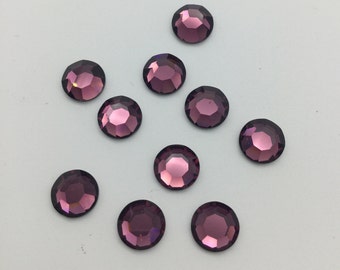 Pack of 10 Swarovski Crystals Beads Components Flatback SS 42 Amethyst Silver Foil Backing