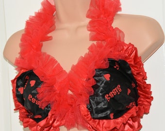 Tie-side satin bra and panties ...silky frilly comfort silkies for dressing up fun - Sissy Lingerie JH