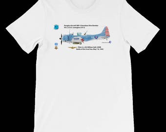 WWII MOH pilot William Hall's SBD-3 Douglas Dauntless air plane T-shirt