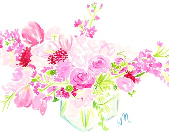 Pink Floral Arrangement Print