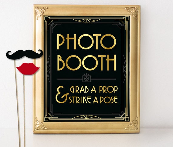 Printable wedding party sign Photo booth Grab a prop and