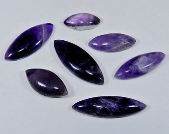 SUPERB!! 130Cts Natural Purple Amethyst Lace Agate Marquise Shape Loose Cabochon Gemstone 07Pcs Lot For Jewellery Making LOT-148