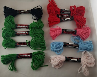 Ten+ Vintage Small Skeins Red Heart Acrylic Yarn for Crewel and Needlepoint