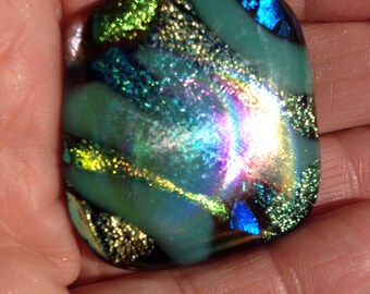 Green Dichroic Fused Glass Pendant
