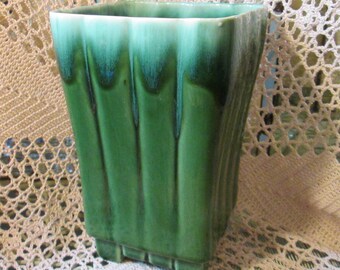 Vintage Marietta Modern Green and Blue Drip Glaze Vase