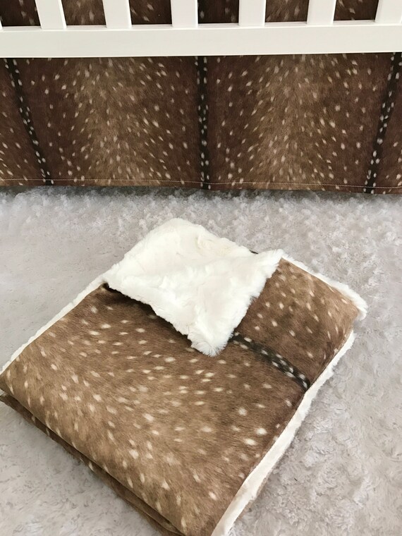 Custom double minky blanket deer skin minky with cream