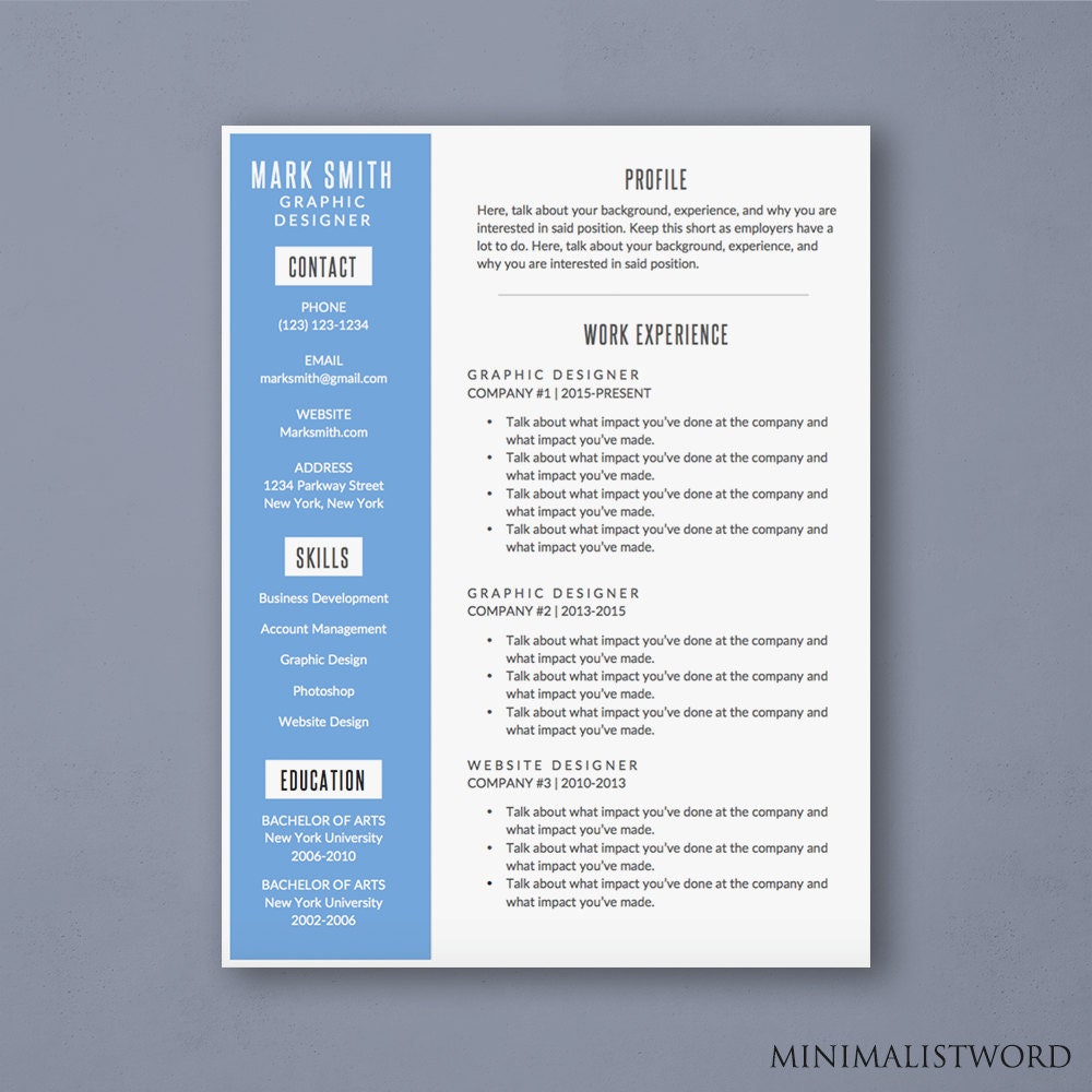 word resume template with blue sidebar modern resume blue resume template