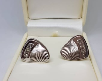 Vintage silver tone cufflinks vintage cuff links rhinestones groomsmen wedding gift for her birthday gift Dandies vintage cufflinks