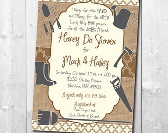 HONEY DO Shower Invitation printable/digital file, fall, tool shower, handyman, tool and gadget, couples, groom, lawn/Wording can be changed