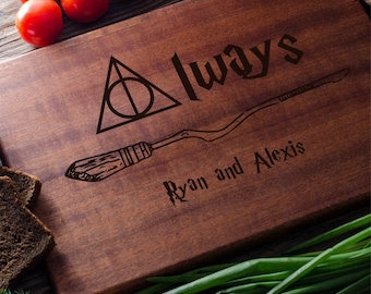 Harry Potter Personalized Cutting Board Personalized Custom Cutting Board Wedding Gift Cutting Board Deathly hallows Harry Potter Always