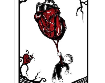 Heart Strings - GingerDead Goth /Alt Greeting Cards - Valentine / Anti-Valentine / Love - Single Card w/ Envelope