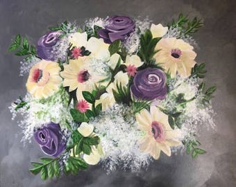 A Flower Bouquet - Original Acrylic painting on Canvas