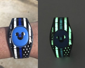Glow in the Dark Magic Band 2 Decal | Thin Blue Line MagicBand 2 Skin | Magic Band 2.0 Skin | RTS Ready To Ship | Police Lives Matter Decal
