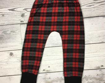 Grandir avec moi, pantalon, taille 3-6 ans à carreaux rouge et noir, sarouel, pantalon enfant en bas âge, les enfants, sarouel bébé, garçons pantalons, pantalons de filles,
