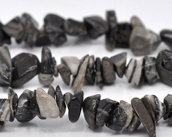 10pcs/500pcs Natural Gemstone Bead Strand -Black Gray Stripe Beads - 3mm - 10mm 5ft Long Strand -Wholesale Rough Raw Gemstone Chip Beads C38