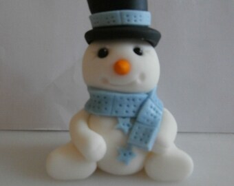Edible sugar paste Snowman. Christmas cake topper.cake decoration,fondant cake topper