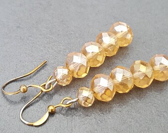 long crystal earrings, Pearl champagne Crystal, long Pearl Earrings fashion earrings