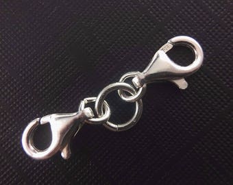 Sterling silver 1" Chain Extender Lobster Clasp/ clasp for necklace bracelet anklet / safety chain/ double catch extender