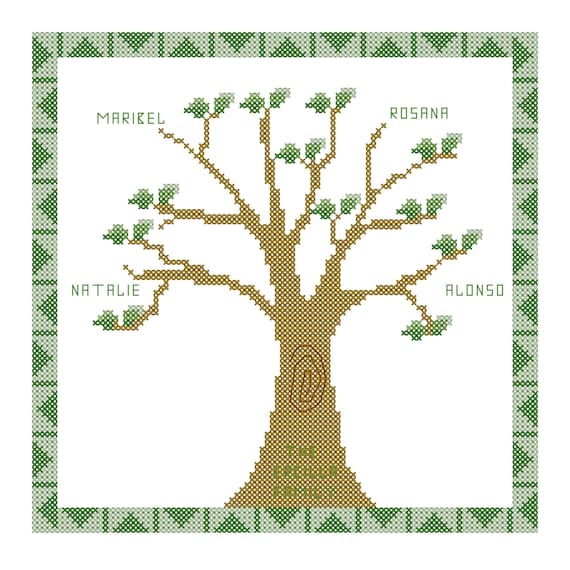 Family Tree Cross Stitch Pattern Cross Stitch Family