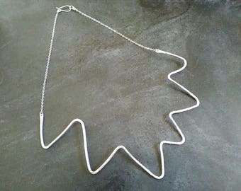 Zig zag necklace, sterling silver zig zag collar, sterling silver hammered collar necklace, statement necklace, edgy Sterling necklace