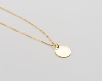 Shiny Gold Disc Necklace, Round Disc Necklace, Dainty Chain Necklace, Minimalist Necklace, Layering Necklace, Thin Necklace, Gift For Her