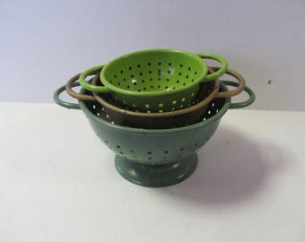 set of 3 Miniature Jadeite Green Colander Miniature whisk Egg Beater Children Utensils Green Strainer Kitchen Utensils Children Kitchen set