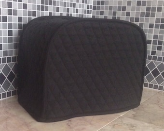 Black 2 Slice Toaster Quilted Fabric Cover Small Appliance Made To Order