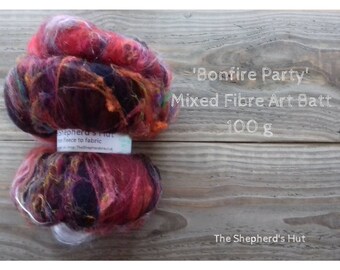 Mixed Wool Art Batt 'Bonfire Party' 100 g 3.5 oz