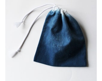 Drawstring bag, Pouch, Tie dye, Jewellery storage, Shibori, Toiletry storage, Organic, Blue, White, Bits and bobs, Natural dye, Make up bag