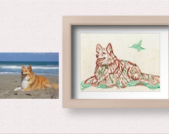 Custom Made to Order / Dog / Using Korean Paper ( HanJi) / Art