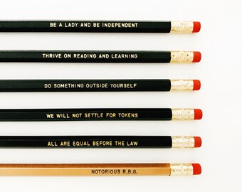 Ruth Bader Ginsburg Personalized Pencil set - Inspirational pencil set - Feminist pencil set - Notorious RBG pencil set