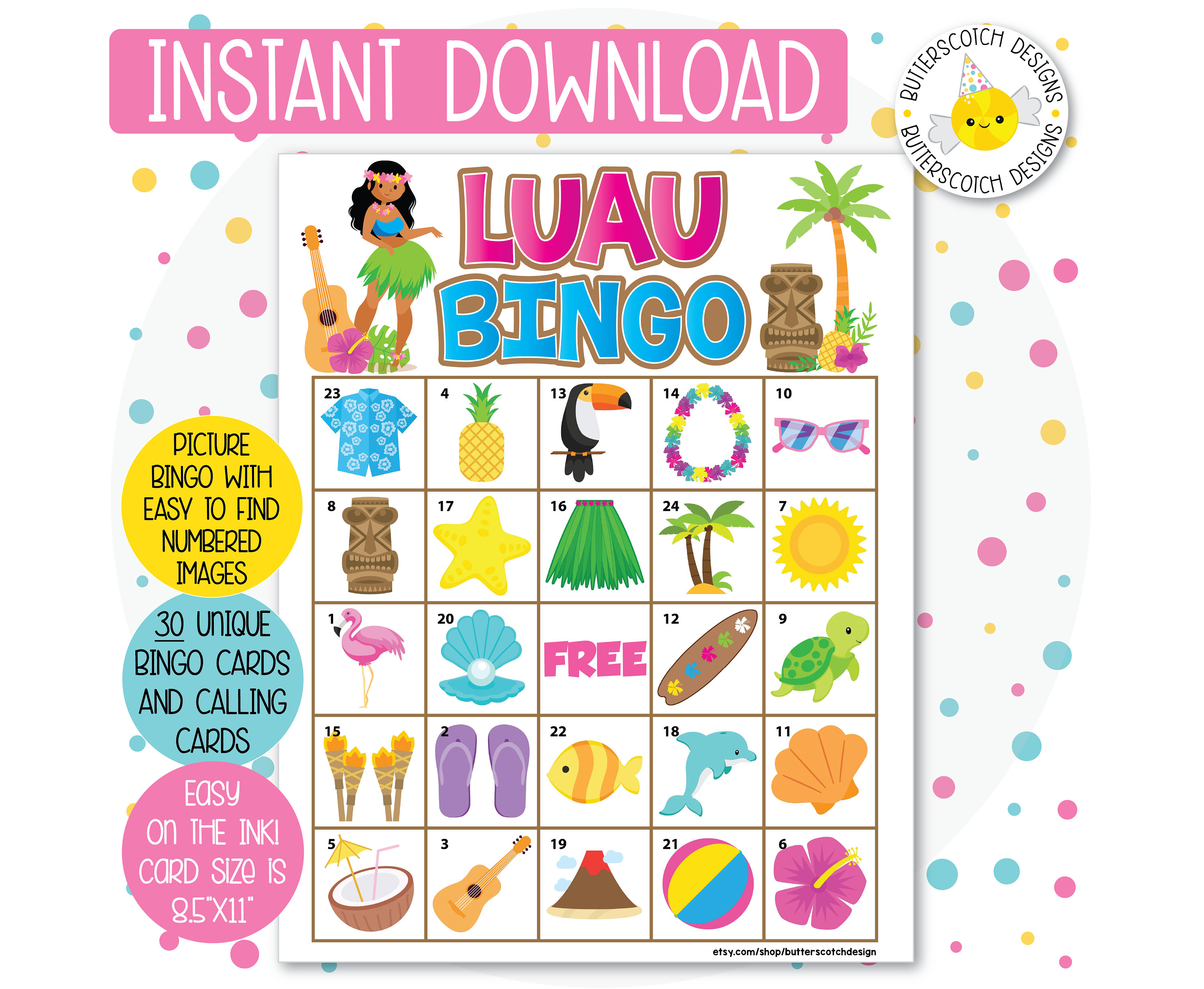 Hawaiian Bingo Cards Printable