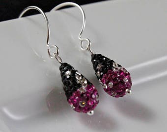 Magenta Bling Earrings (E914) - Swarovski Crystal & Sterling Silver