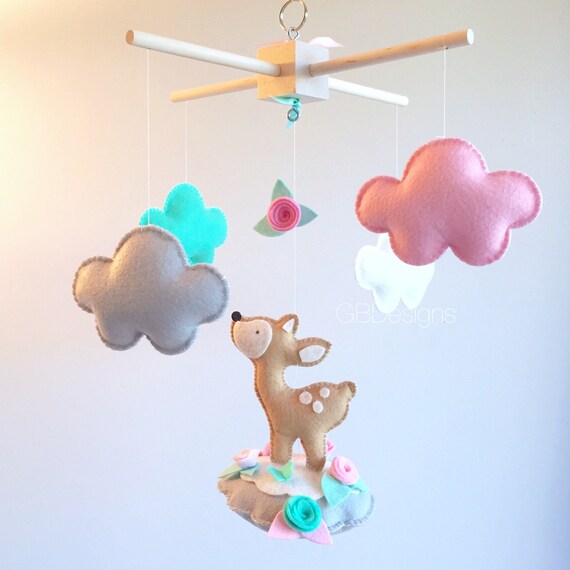 Baby mobile deer mobile doe baby mobile Couds mobile