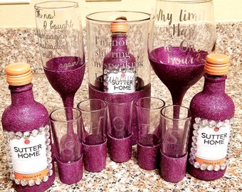 Glitter wine glasses