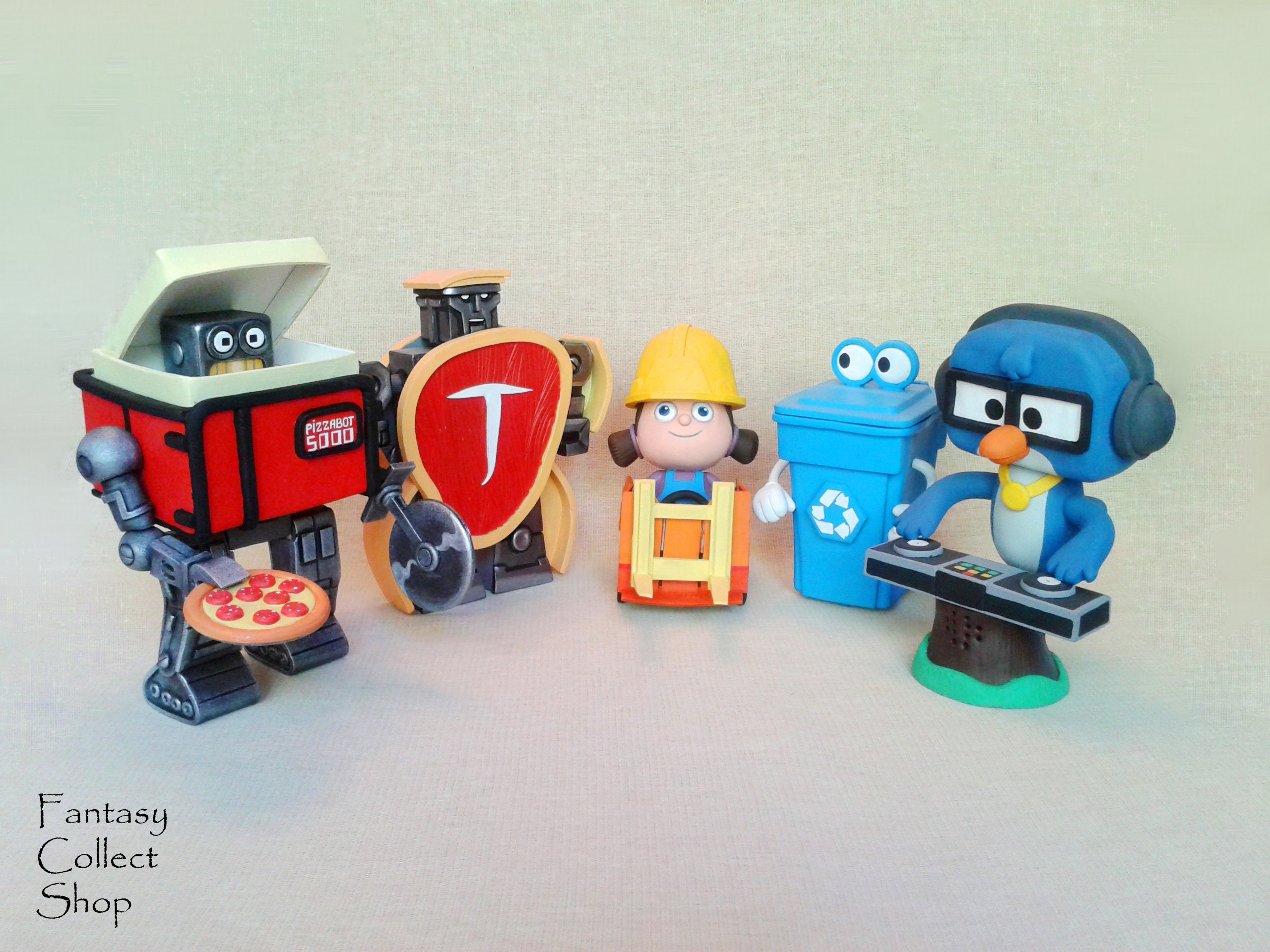 Toy story Figurines set Handmade sculpture Pizzabot 5000