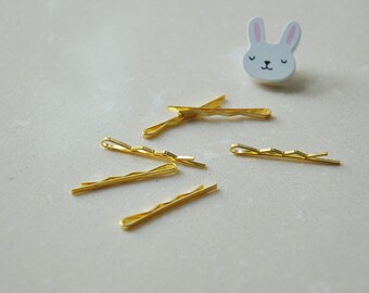3pcs+ 3cm/1.17" Tiny Gold Dolls Hair pins, Hair Accessory Blanks, Hair Clips, Bobby Pins,Scale Doll/ Barbie Doll Hair Pins