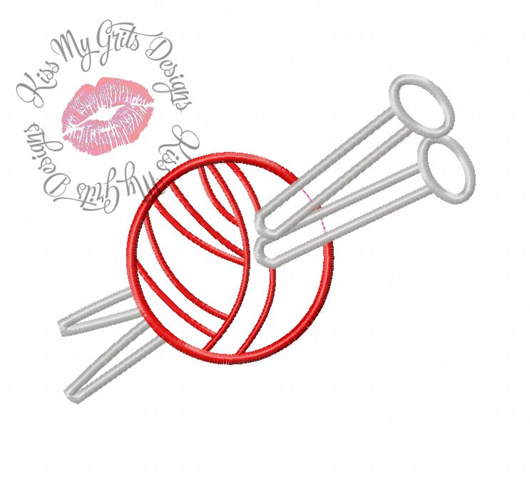 Knitting Needles Machine Embroidery Applique Design