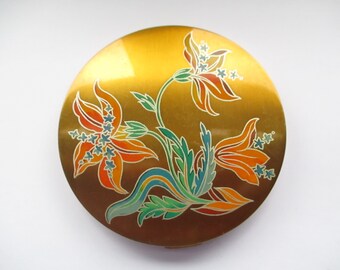 Vintage Vogue Vanities Gold Tone, Enamelled, Ladies Powder Compact and Mirror, Vintage MakeUp Powder Compact, 1950s Make-Up, Made in England