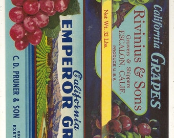 12 Old Vegetable / FRUIT Crate Labels
