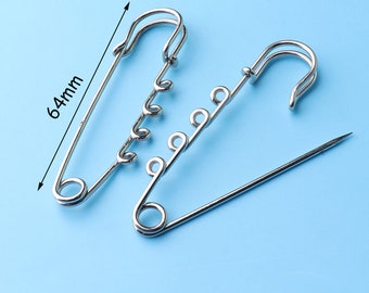 6pcs Pin with loops, Large Pins Silver Kilt Pin, 64mm Four hole pin,, Charm Pin, Bridal Pin, Brooches, 4 Loop Pin safety pin 64*15mm bz13