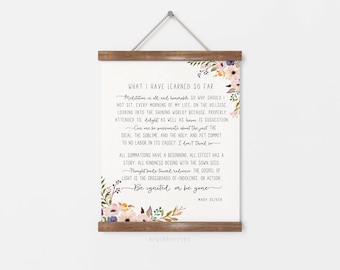 What I have learned so far print - Mary Oliver poem - Mary Oliver quote poster - Literature printable - Literature Print - printable gift