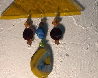 Agate, Beads & Stained Glass Mobile