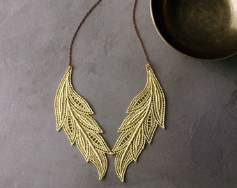 lace necklace // MUSE // jonquil yellow necklace / boho necklace / nature modern minimalist / collar necklace / bridal necklace