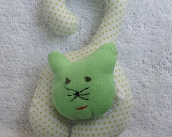 Mini cat rattle toy for little hands 11 X 6 cm embroidery viage hand crochet no dander chain Choker