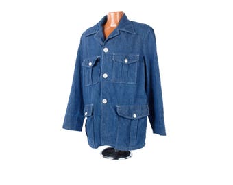 Vintage Denim Chore Jacket - Vintage 60s Denim Jacket - 60s Chore Jacket - Selvedge Denim - Denim Work Jacket - Vintage Denim Jacket - XL