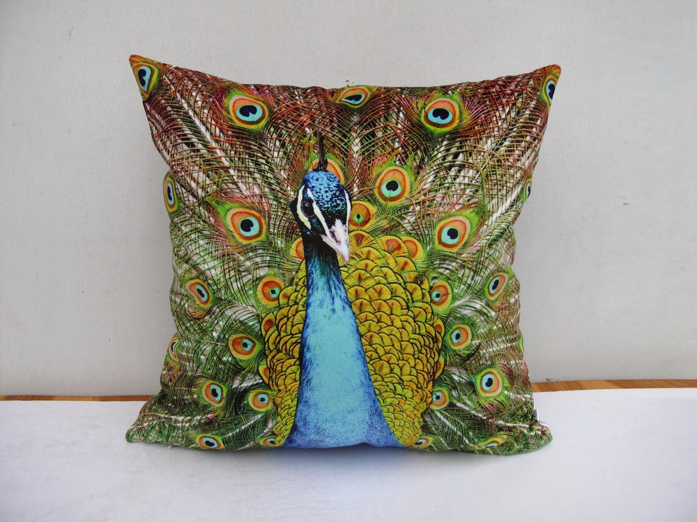 Vivid Peacock Pillow Cushion Cover Velvet Decorative Pillow