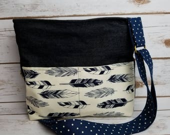 Handmade multiple pocket zip top purse