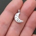 8 Moon Charms Antique Silver Tone 2 Sided with Etched Decorations - SC1847